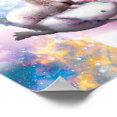 Ruimtevaart Llama Riding Axolotl - Regenboog Poster (Hoek)