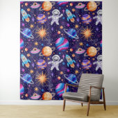 Ruimtevaart met astronaut, raketschip en planeten wandkleed (In situ)