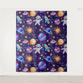 Ruimtevaart met astronaut, raketschip en planeten wandkleed (Voorkant)