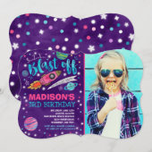 Ruimtevaart op zaterdag Uitnodiging buitenruimte (Voorkant / Achterkant)