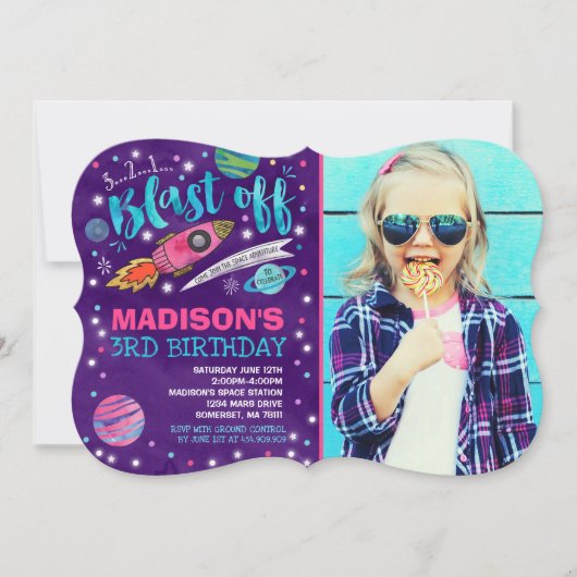 Ruimtevaart op zaterdag Uitnodiging buitenruimte (Voorkant)