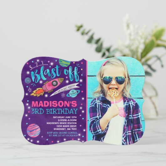 Ruimtevaart op zaterdag Uitnodiging buitenruimte (Staand voorkant)