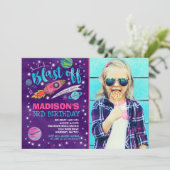 Ruimtevaart op zaterdag Uitnodiging buitenruimte (Staand voorkant)