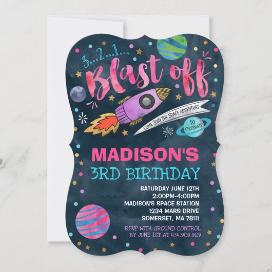 Ruimtevaart op zaterdag Uitnodiging buitenruimte (Voorkant)