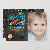 Ruimtevaart op zaterdag Uitnodiging buitenruimte (Voorkant / Achterkant)