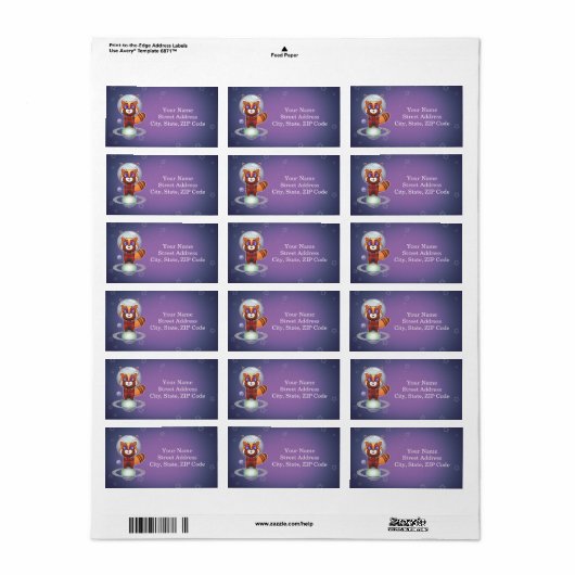 Ruimtevaart Panda Chippy! Etiket (Full Sheet)