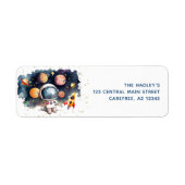 Ruimtevaart Planeten Astronaut Retouradres Label (Voorkant)