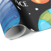 Ruimtevaart, planeten, eenzijdig getrokken thema cadeaupapier (Rol Hoek)