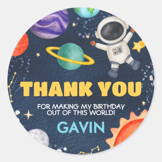 Ruimtevaart rond het verjaardagsfeest van de zon ronde sticker (Voorkant)