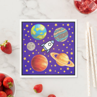 Ruimtevaart Servetten; Planeten, Raket & Sterren - Servet