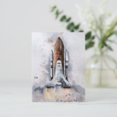 Ruimtevaart-start naar Waterverf buitenruimte Briefkaart (Staand voorkant)