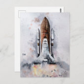 Ruimtevaart-start naar Waterverf buitenruimte Briefkaart (Voorkant / Achterkant)