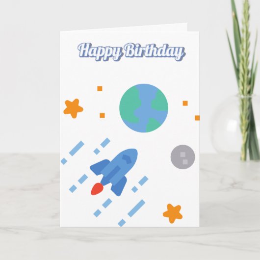 Ruimtevaart Thema Kinderen Verjaardagskaart Aanpas (Voorkant)