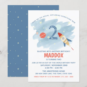 Ruimtevaart tweede verjaardag kaart