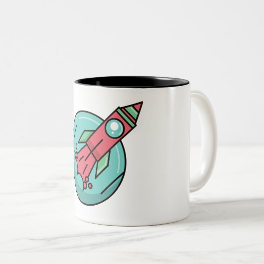 ruimtevaart tweekleurige koffiemok (Voorkant rechts)