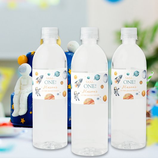 Ruimtevaart Verjaardag Waterfles Etiket