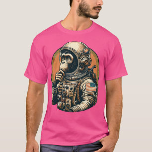 Ruimtevaart Vintage Travel Astronaut Monkey Graphi T-shirt