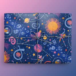 Ruimtevaart Voyager Blauw Cadeaupapier