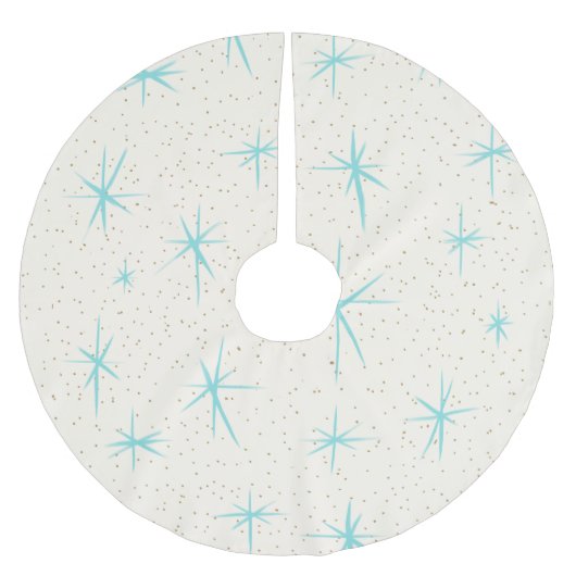 Ruimtevaartachtig Turquoise Starbursts Tree Skirt Kerstboom Rok (Voorkant)