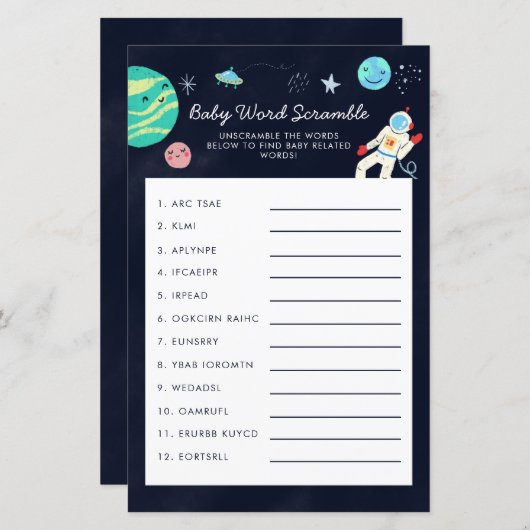 Ruimtevaartachtige Baby Word-breekbaar spel (Voorkant / Achterkant)