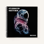 Ruimtevaartastronaut, Astronomie, Custom Sketchboo Notitieboek (Voorkant)