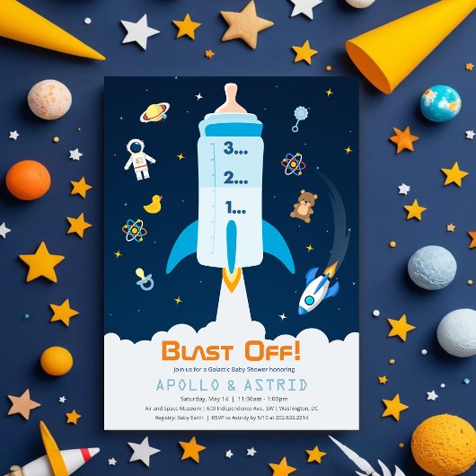 Ruimtevaartastronaut Baby shower Uitnodiging