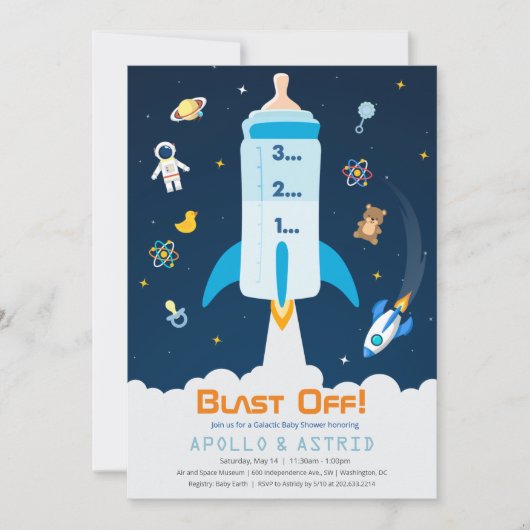 Ruimtevaartastronaut Baby shower Uitnodiging (Voorkant)