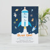 Ruimtevaartastronaut Baby shower Uitnodiging (Staand voorkant)