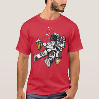 Ruimtevaartastronaut Beer Drink partij Funny Cosmi T-shirt