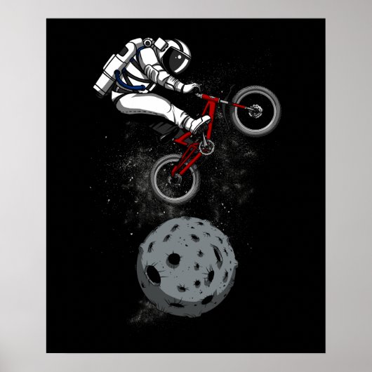 Ruimtevaartastronaut biker Riding Bike Galaxy Poster (Voorkant)