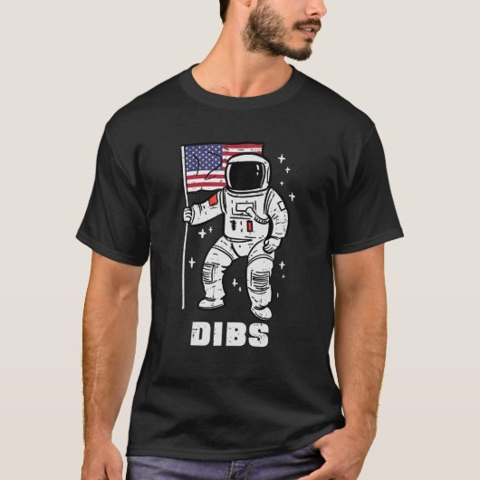 Ruimtevaartastronaut dibs Vierde juli Patriot Man  T-shirt (Voorkant)
