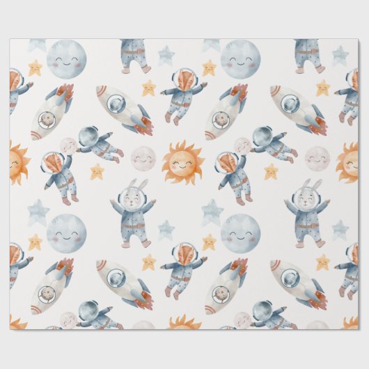Ruimtevaartastronaut dierentuinpapier cadeaupapier (Vlak)