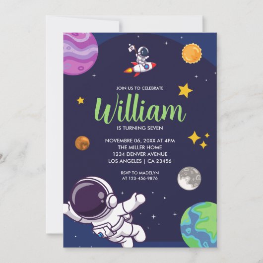 Ruimtevaartastronaut Elke ouderdag Kaart (Voorkant)