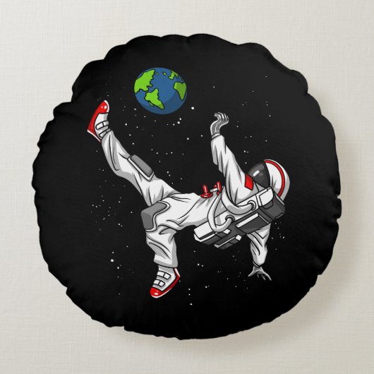 Ruimtevaartastronaut Football Cosmic Rond Kussen (Voorkant)