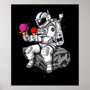 Ruimtevaartastronaut Ice Cream Planets Cosmic Gala Poster
