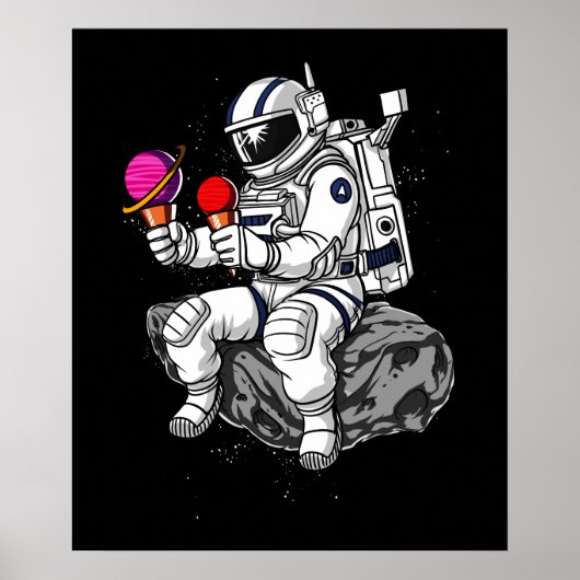 Ruimtevaartastronaut Ice Cream Planets Cosmic Gala Poster (Voorkant)