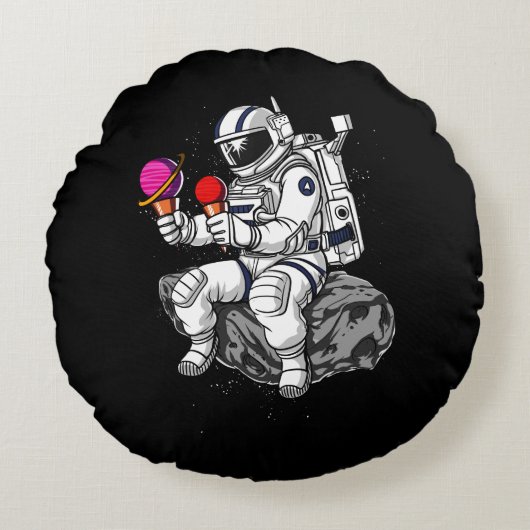 Ruimtevaartastronaut Ice Cream Planets Cosmic Gala Rond Kussen (Voorkant)