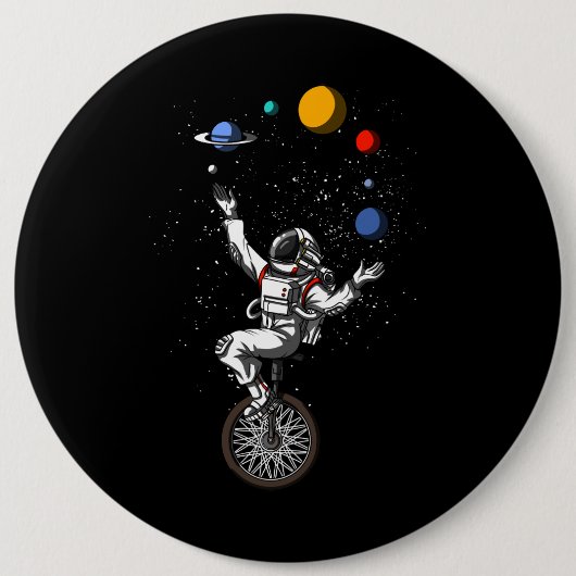 Ruimtevaartastronaut Juggling Planeten Cosmische a Ronde Button 6,0 Cm (Voorkant)