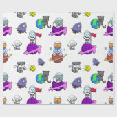 Ruimtevaartastronaut kattenpapier met onmiddellijk cadeaupapier (Vlak)