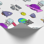 Ruimtevaartastronaut kattenpapier met onmiddellijk cadeaupapier (Hoek)