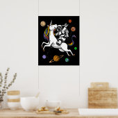 Ruimtevaartastronaut Magische Unicorn Cosmic Poster (Keuken)