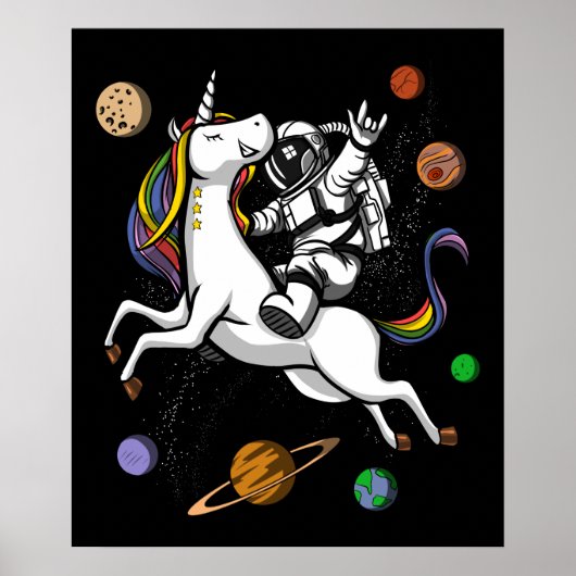 Ruimtevaartastronaut Magische Unicorn Cosmic Poster (Voorkant)