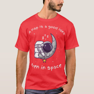 Ruimtevaartastronaut Nap in de moonluiken T-shirt