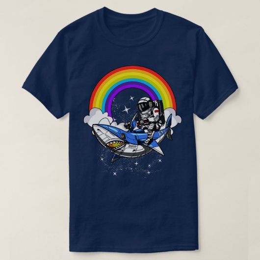 Ruimtevaartastronaut Riding Shark T-shirt (Design voorkant)