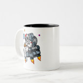 Ruimtevaartastronautenboek lezen Nerd Cosmic Tweekleurige Koffiemok (Voorkant links)