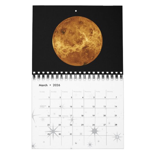 Ruimtevaartastronomie van zonnestelsel 2019 kalender (Mar 2026)