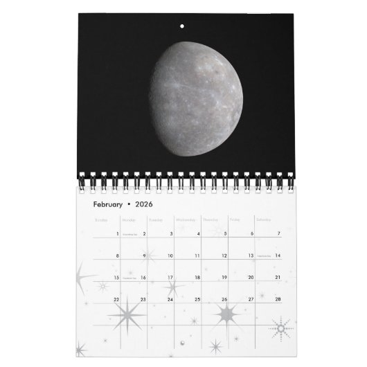 Ruimtevaartastronomie van zonnestelsel 2019 kalender (Feb 2026)