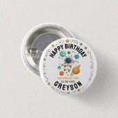 Ruimtevaartavontuur 1e Verjaardag | Outer Space Fe Ronde Button 3,2 Cm (Voorkant /achterkant)