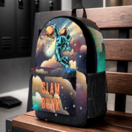 Ruimtevaartbasketbal Astronaut Slam Dunk School Bedrukte Rugzak