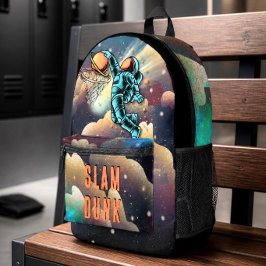 Ruimtevaartbasketbal Astronaut Slam Dunk School Bedrukte Rugzak